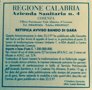 l'avviso di bando del 1997